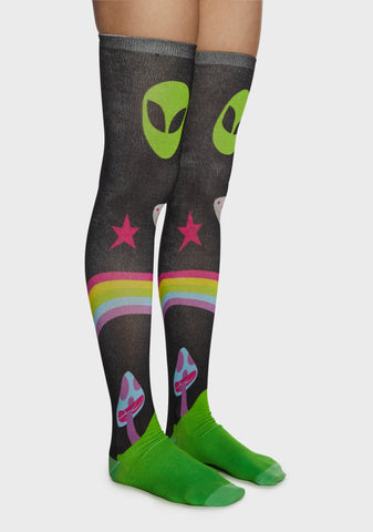 Planetary Cool Thigh High Socks
