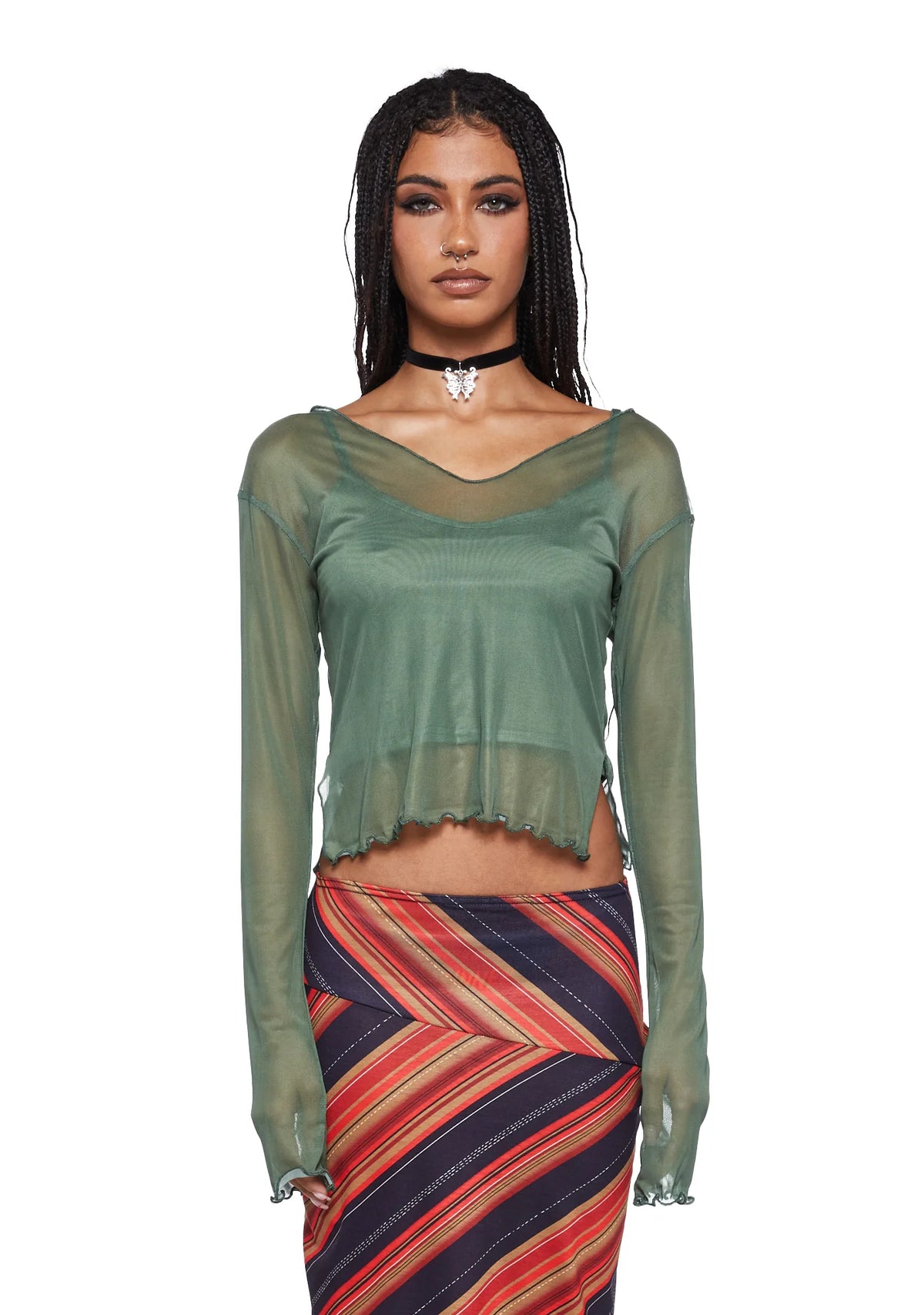 Long Sleeve Mesh Top