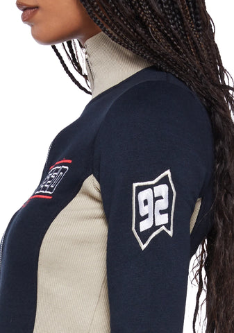 Zip Front Long Sleeve Top