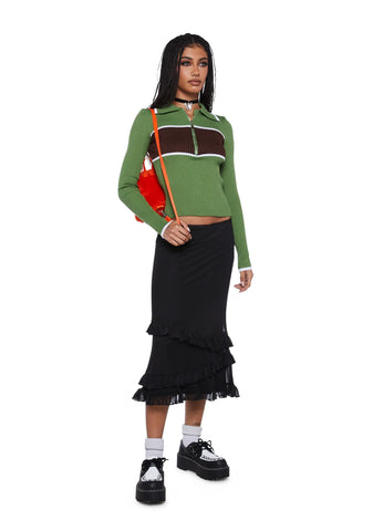 Knitted Stripe Collared Top