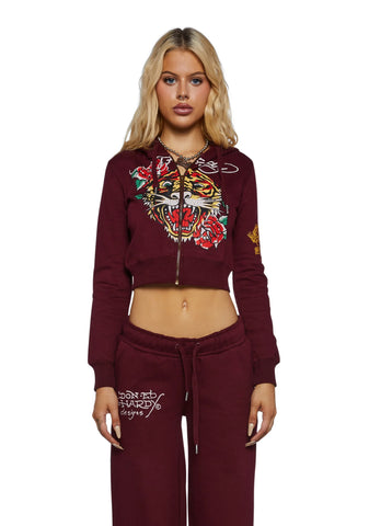 Retro Tiger Cropped Hoodie