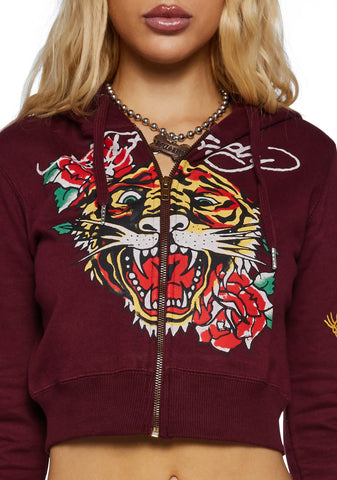 Retro Tiger Cropped Hoodie