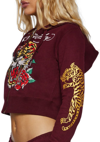 Retro Tiger Cropped Hoodie