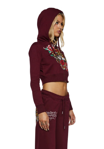 Retro Tiger Cropped Hoodie