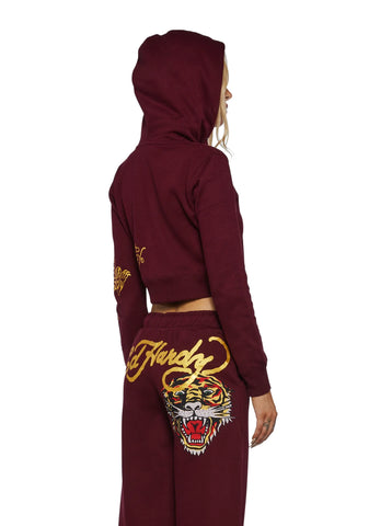 Retro Tiger Cropped Hoodie