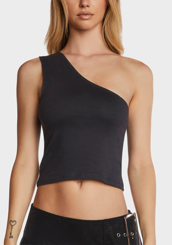 Bay One Shoulder Top - Black