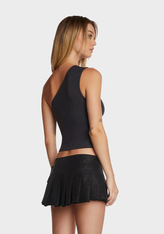 Bay One Shoulder Top - Black
