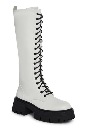 Never Better Combat Boots - White