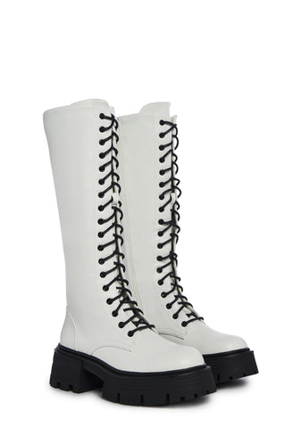 Never Better Combat Boots - White