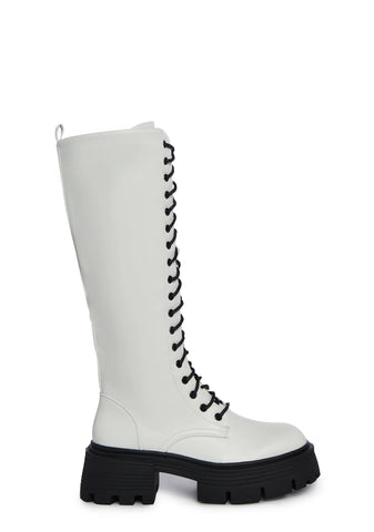 Never Better Combat Boots - White