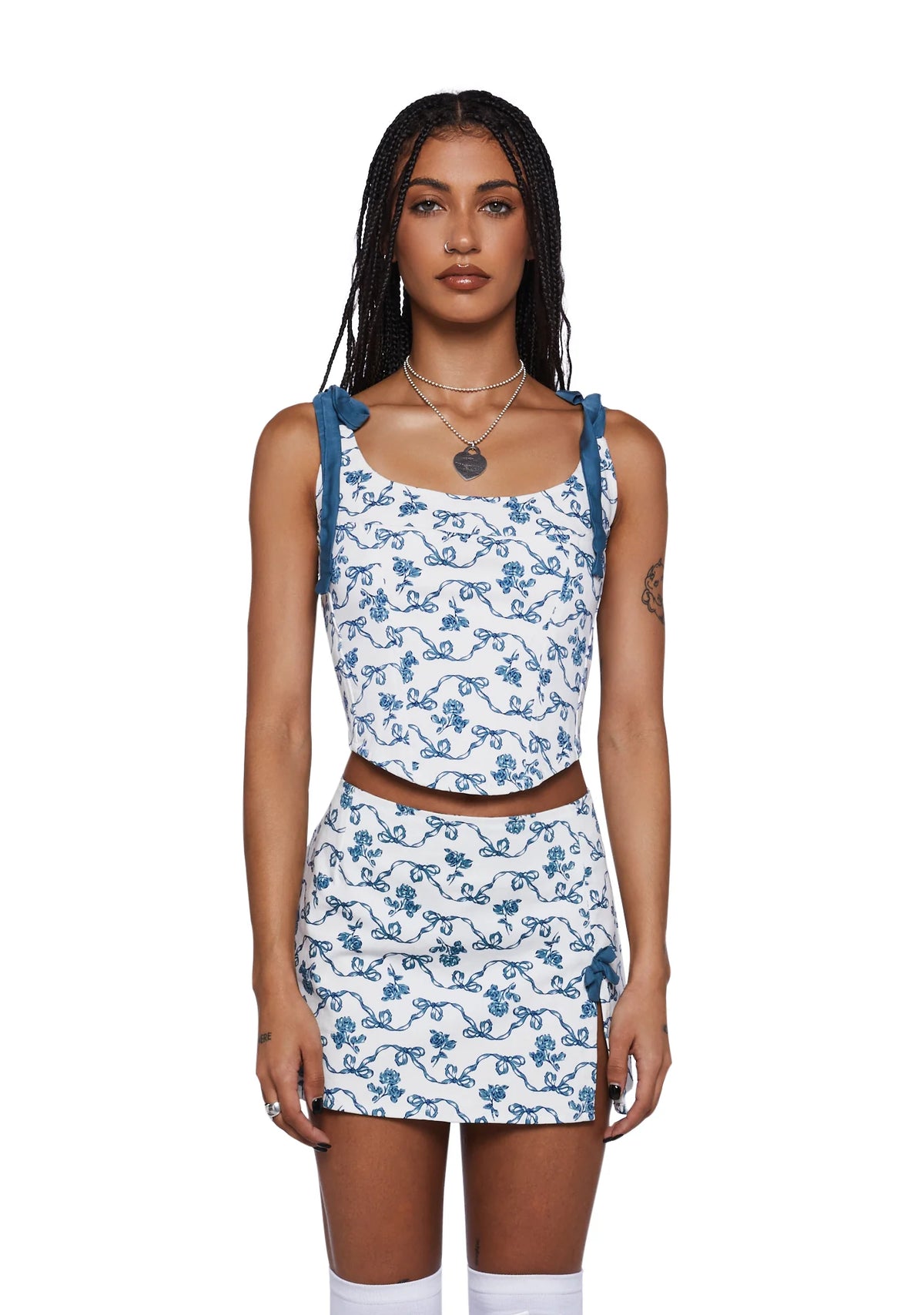 Jatmi Corset Top - White/Blue