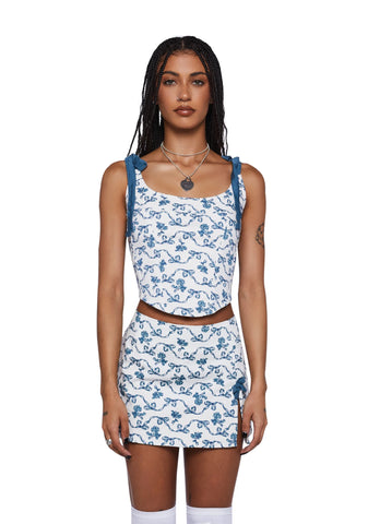 Jatmi Corset Top - White/Blue