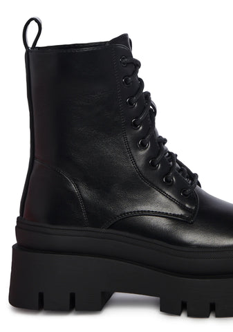 Back N’ Forth Combat Boots- Black