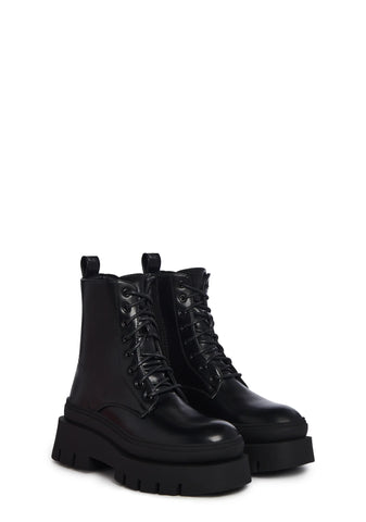 Back N’ Forth Combat Boots- Black