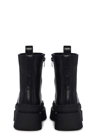 Back N’ Forth Combat Boots- Black