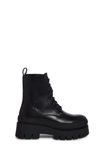 Back N’ Forth Combat Boots- Black