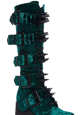 Appetite For Destruction Platform Boots - Green Velvet