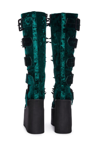 Appetite For Destruction Platform Boots - Green Velvet