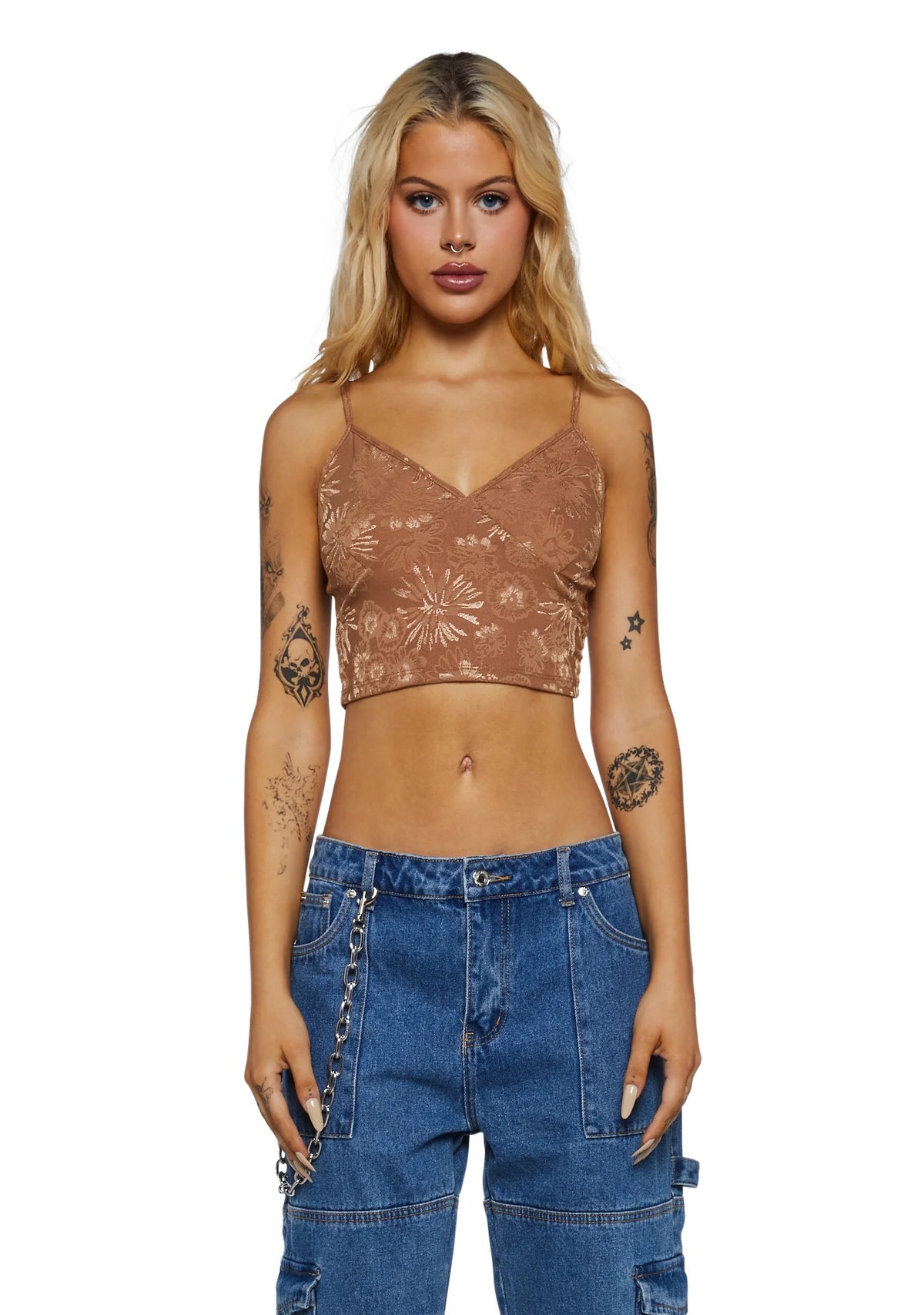 Little Tease Tank Top-Brown