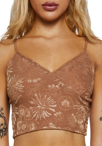Little Tease Tank Top-Brown