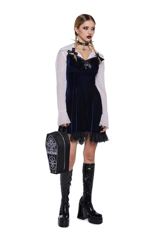Blind Faith Velvet Dress - Navy