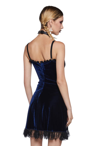 Blind Faith Velvet Dress - Navy