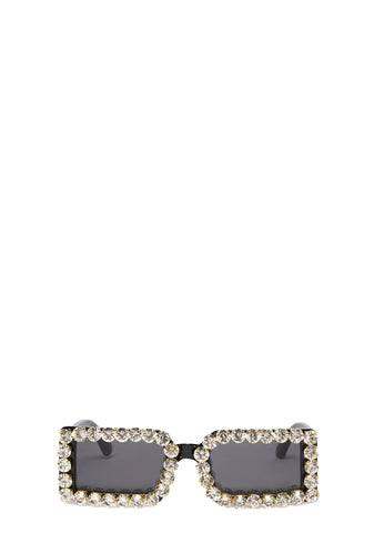 Fake Attitude Crystal Sunglasses - Black