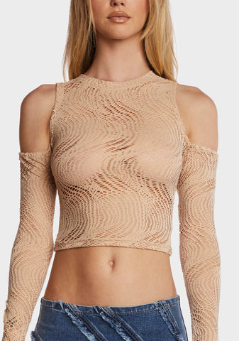Warned You Crop Top - Light Brown
