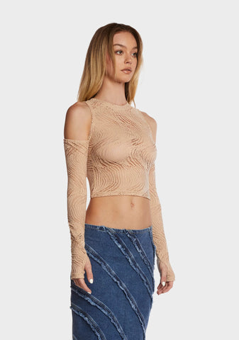 Warned You Crop Top - Light Brown