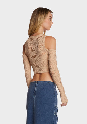 Warned You Crop Top - Light Brown