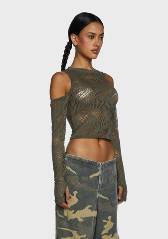 Warned You Crop Top - Green