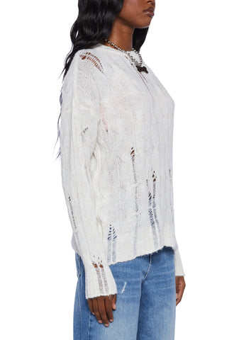 Distressed Cable Knit Sweater