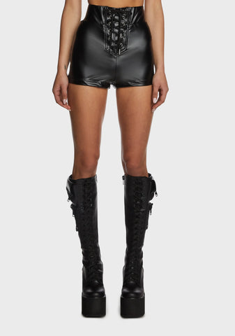 Fight Night Vegan Leather Shorts