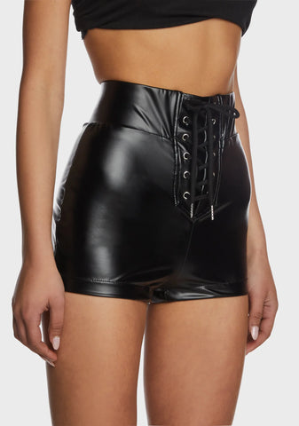 Fight Night Vegan Leather Shorts