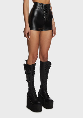 Fight Night Vegan Leather Shorts