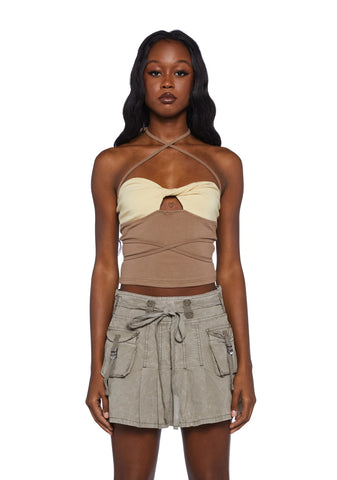 You're Welcome Crop Top- Brown