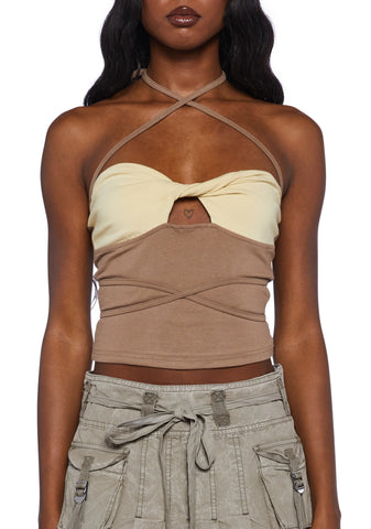 You're Welcome Crop Top- Brown