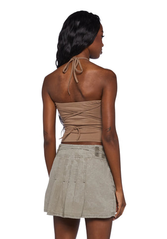 You're Welcome Crop Top- Brown