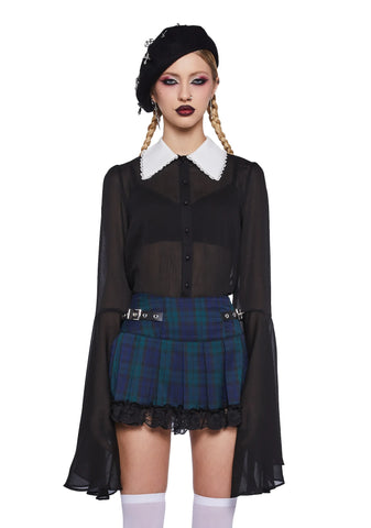 Dropping Ink Sheer Blouse