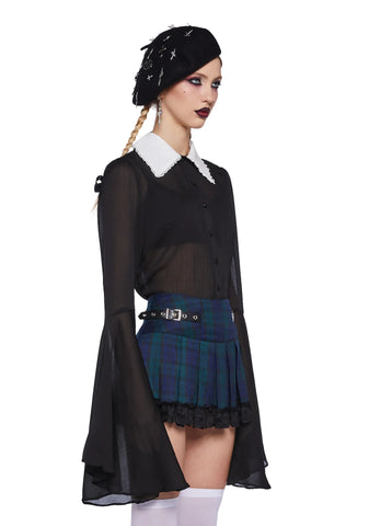 Dropping Ink Sheer Blouse