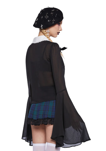 Dropping Ink Sheer Blouse