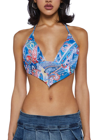 Carefree Soul Halter Top - Blue