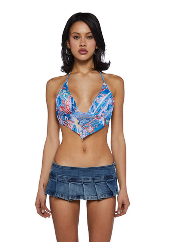 Carefree Soul Halter Top - Blue