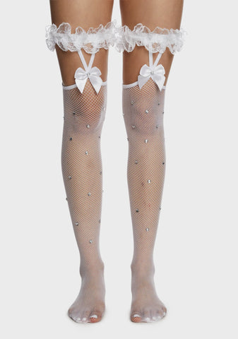 Sinfully Sweet Fishnet Stockings - White