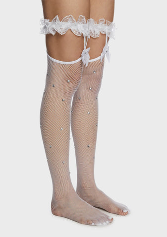 Sinfully Sweet Fishnet Stockings - White