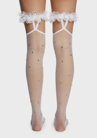 Sinfully Sweet Fishnet Stockings - White