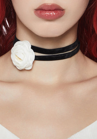 True Romance Velvet Choker-White