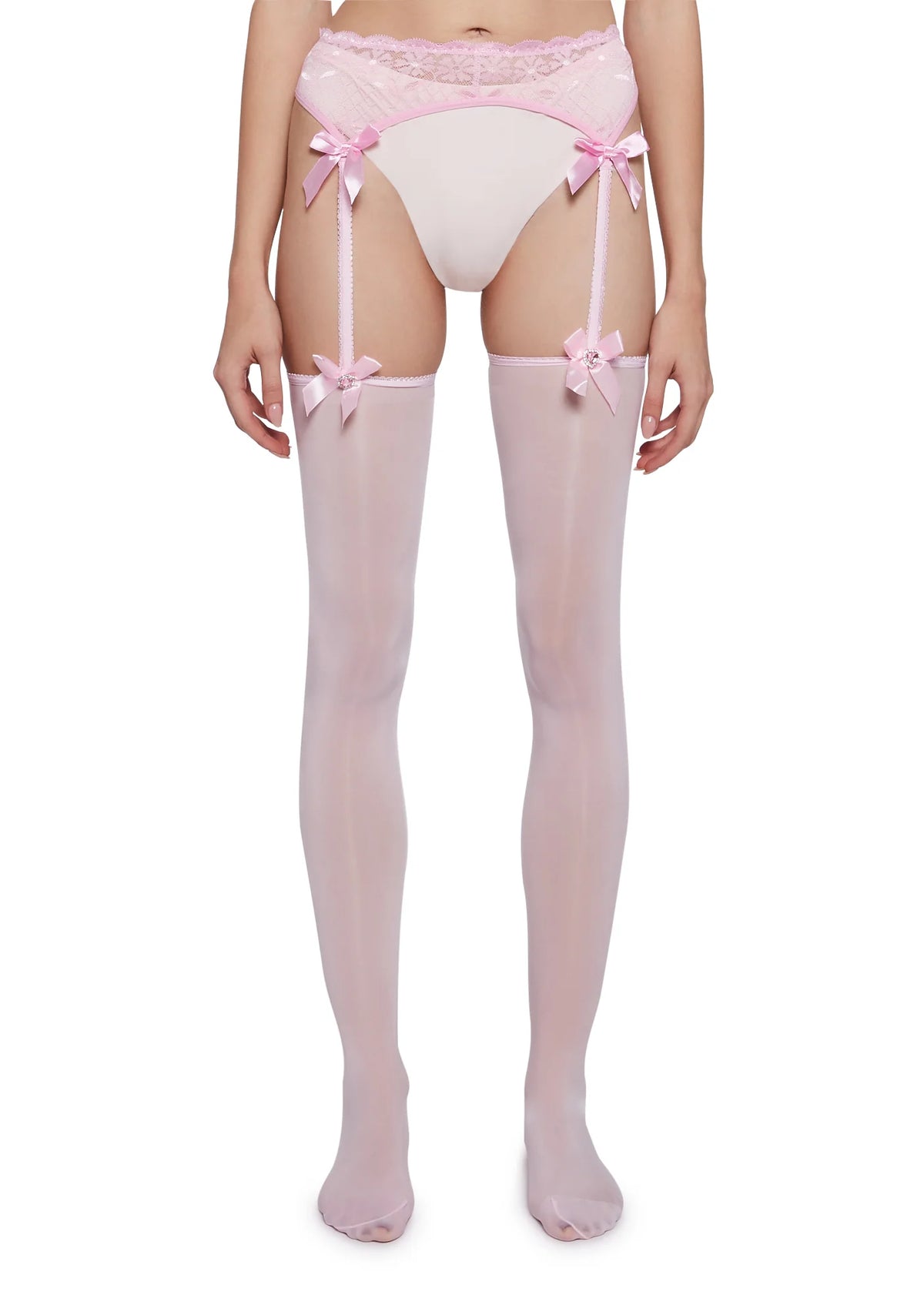 Searching For Love Garter Tights-Pink