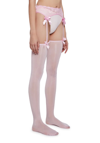 Searching For Love Garter Tights-Pink
