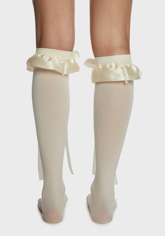 Teasing Away Bow Socks - White